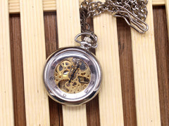 White Surface Mechanical Pocket Watch For Girl