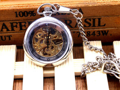 White Surface Mechanical Pocket Watch For Girl