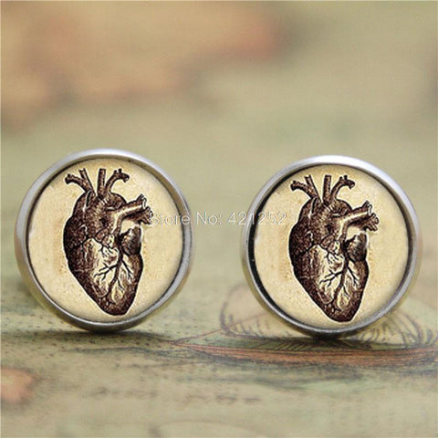 Steampunk Heart Pendant Vintage Earring