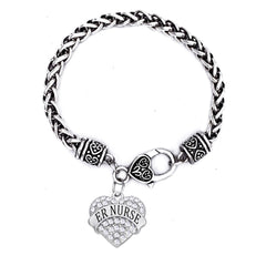 Alloy Rhodium Plated Crystal Hearts Charm