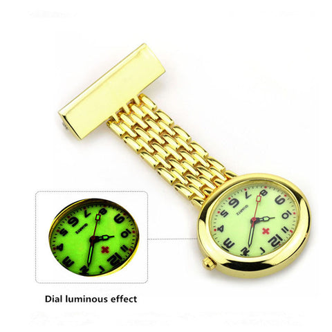 Luminous Dial Nurse Doctor Brooch Clip Quartz