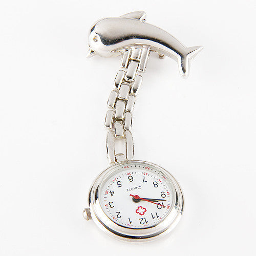 Silver Tone Fish Dolphin Nurse Watch