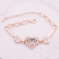 Crystal Rhinestone Heart Charm Bracelet